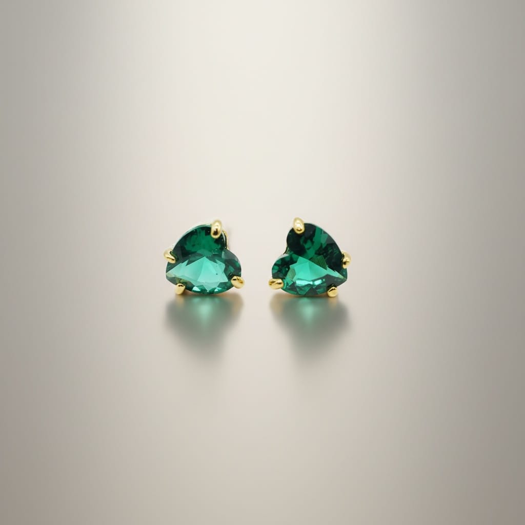 Tiny Gemstone Stud Earrings — Emerald Green